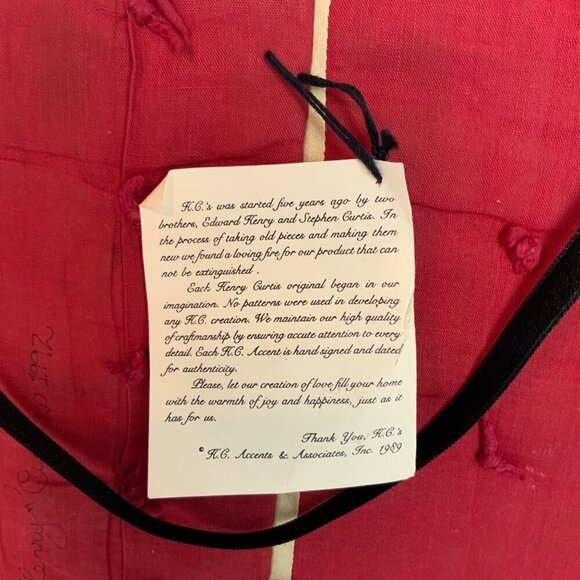 HC Accents Henry Curtis Patchwork Teddy Bear Wall Pocket Christmas Decor 1992 - Picture 5 of 10